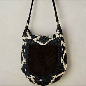 Anthropologie Suede Knit Hobo Bag